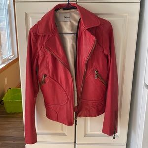 ♥️ DOMA red leather Moto jacket